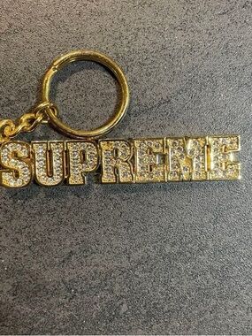 Supreme Gold Crystal Logo Key Ring
